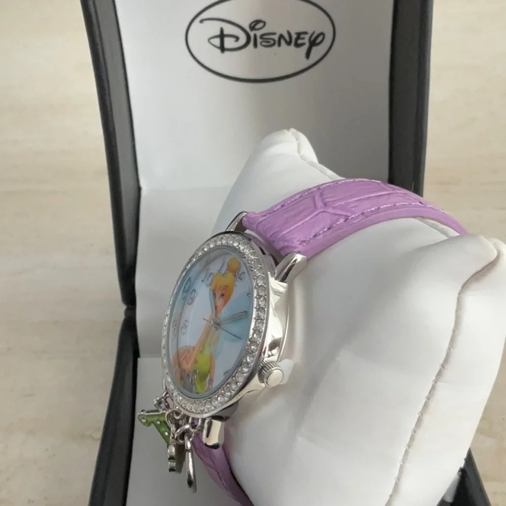 Tinkerbell Watch Disney Charms Wristwatch Tinker Bell Fairy Crystals Vintage